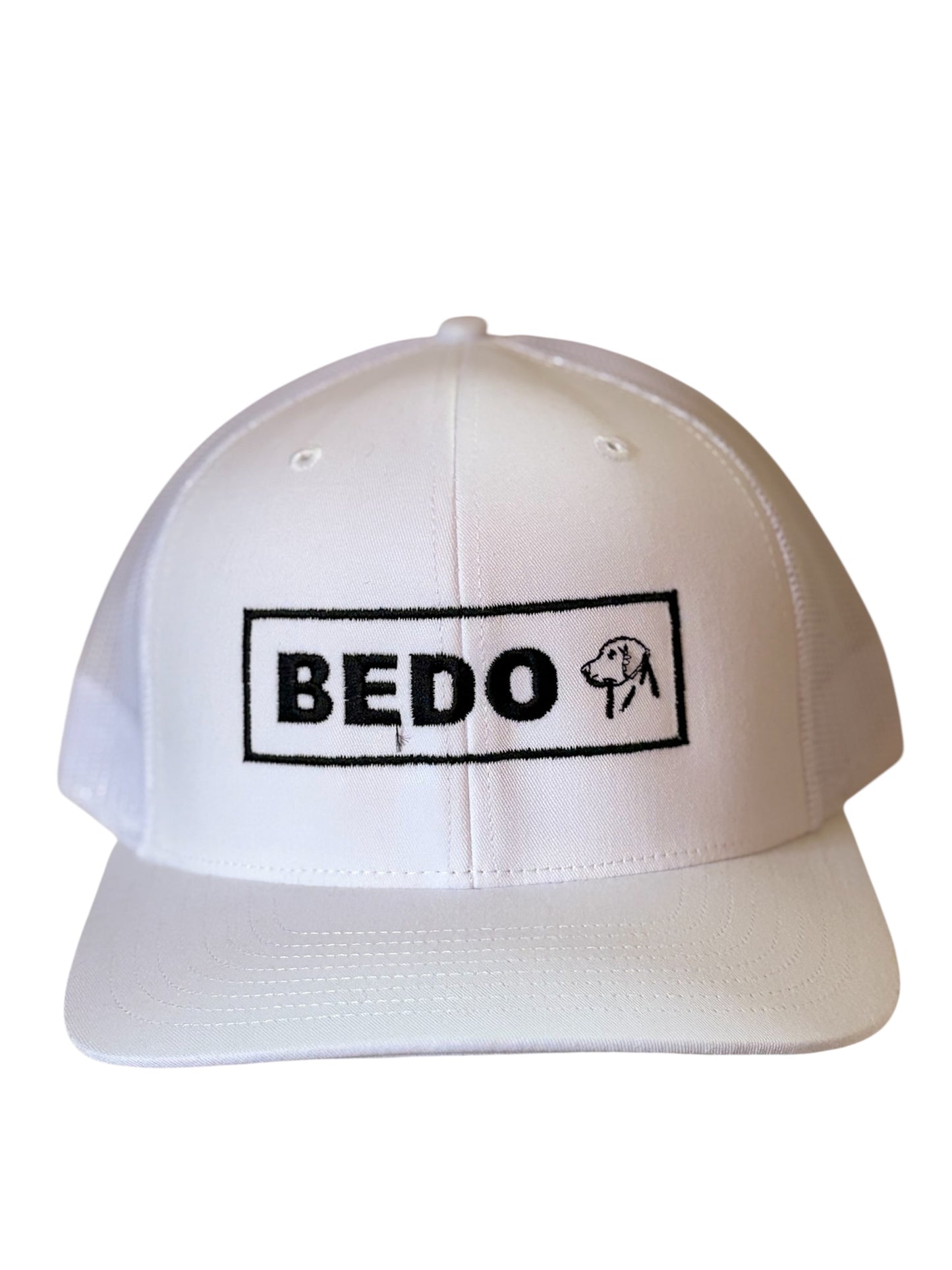 Lab Hat - White with black stitching