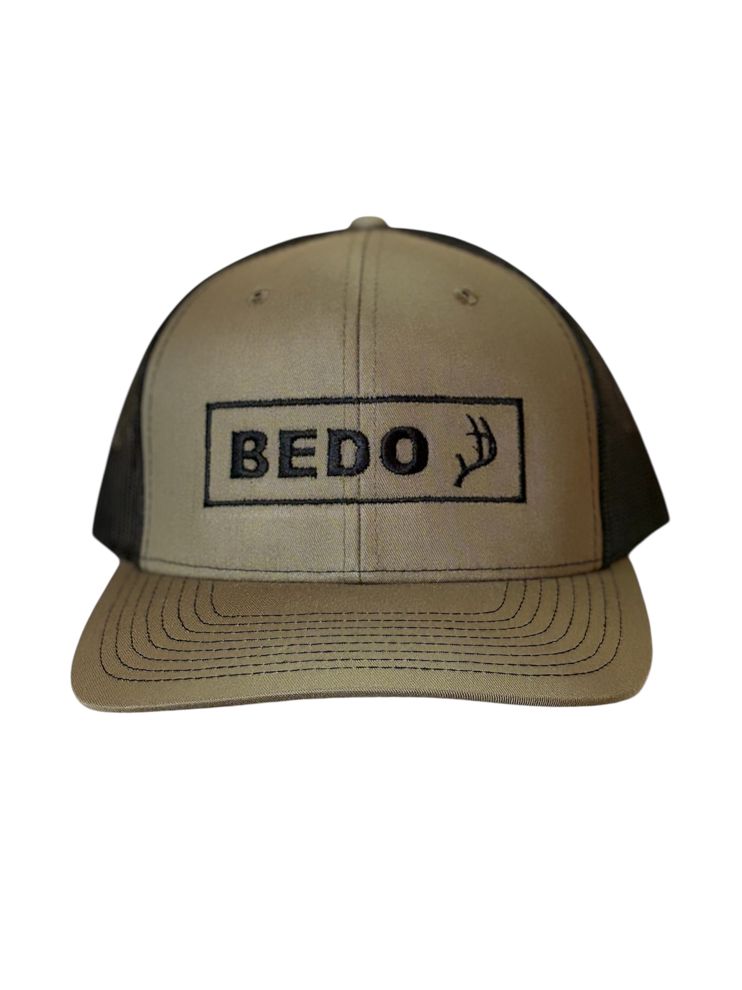 Deer Antler Hat - Olive with black stitching