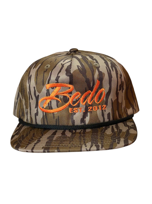 Bottom Land Camo Hat With Orange Script