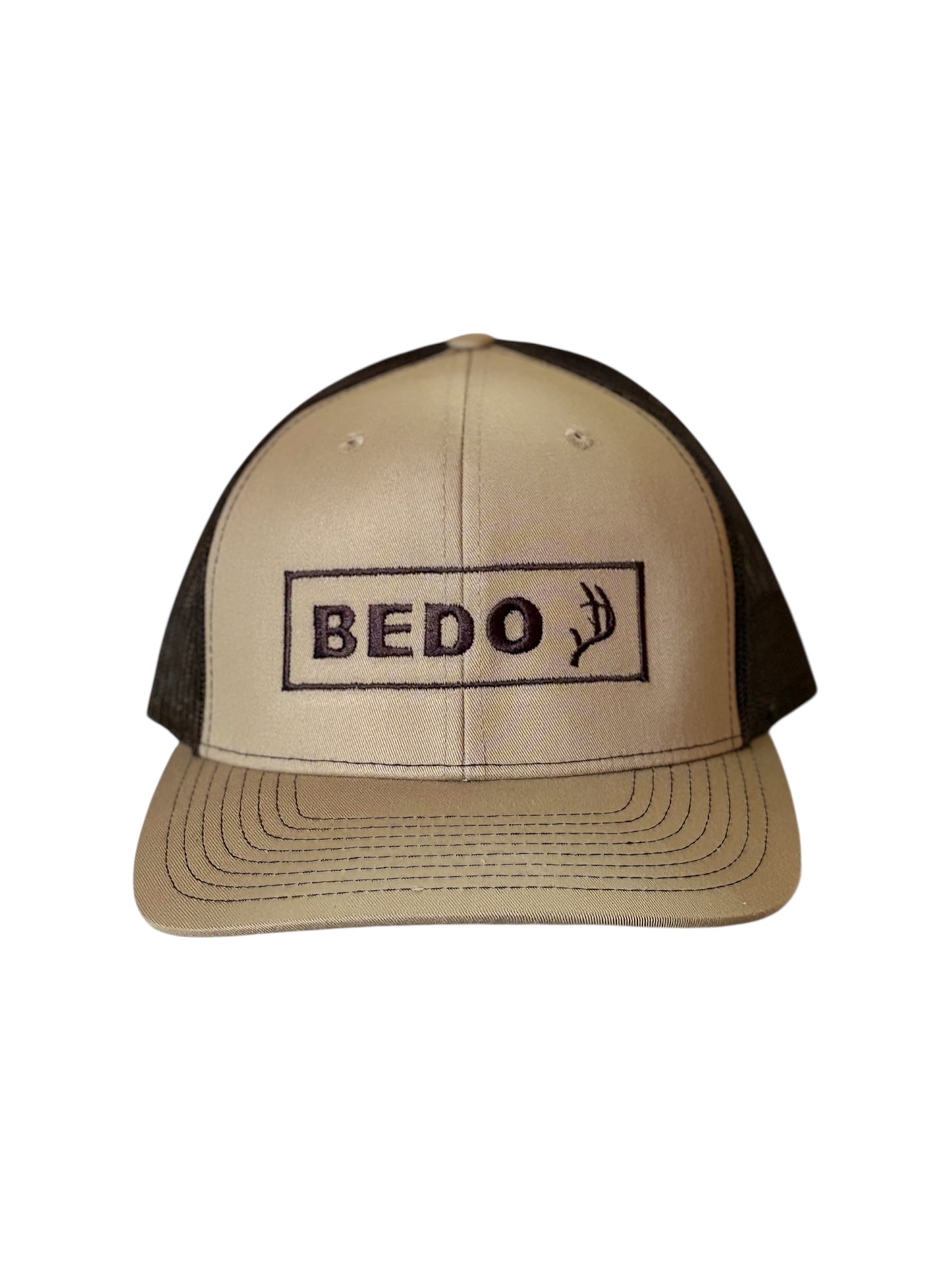 Deer Antler Hat - Tan with brown stitching