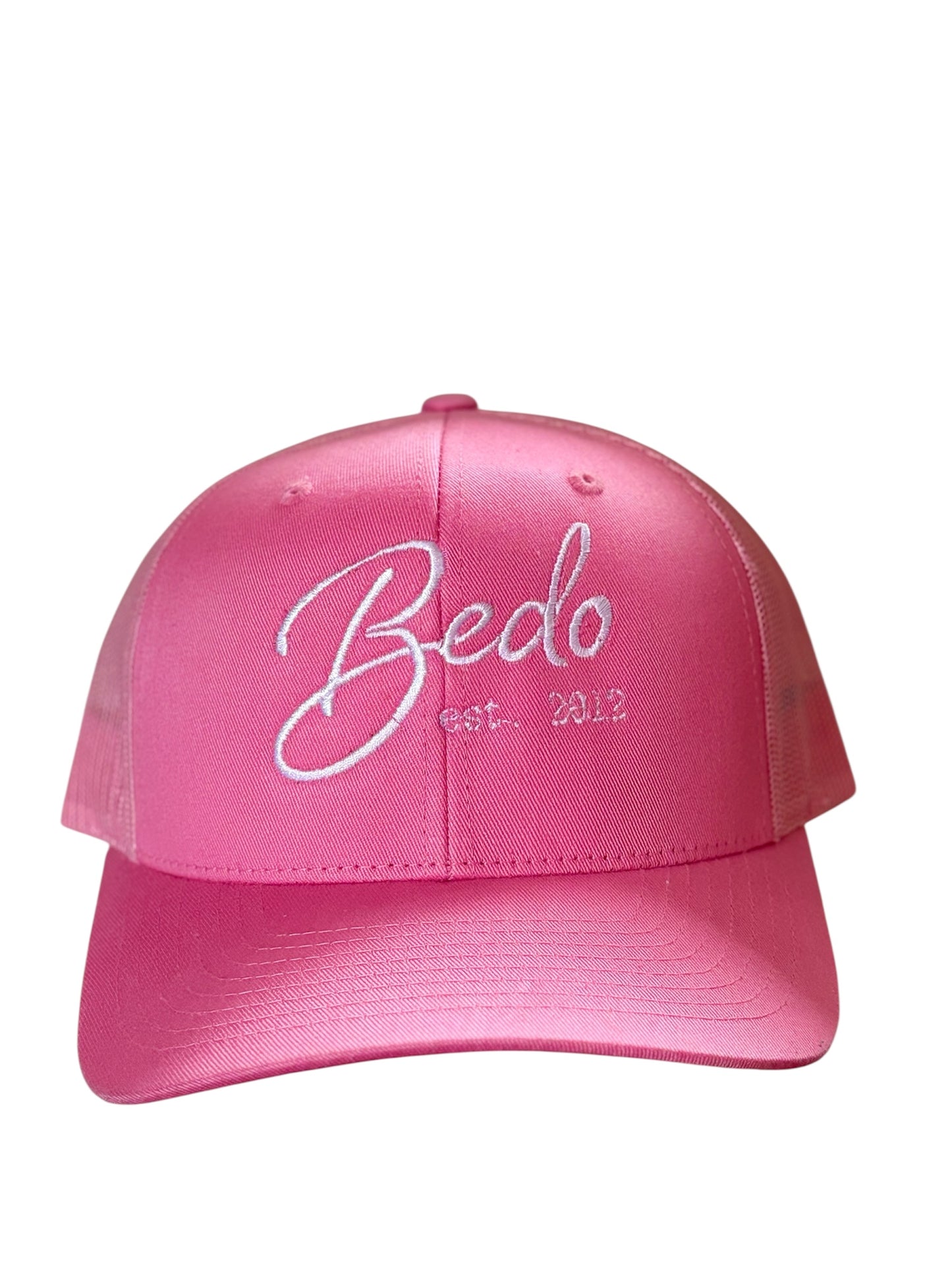 Pink BEDO Hat with White Stitching