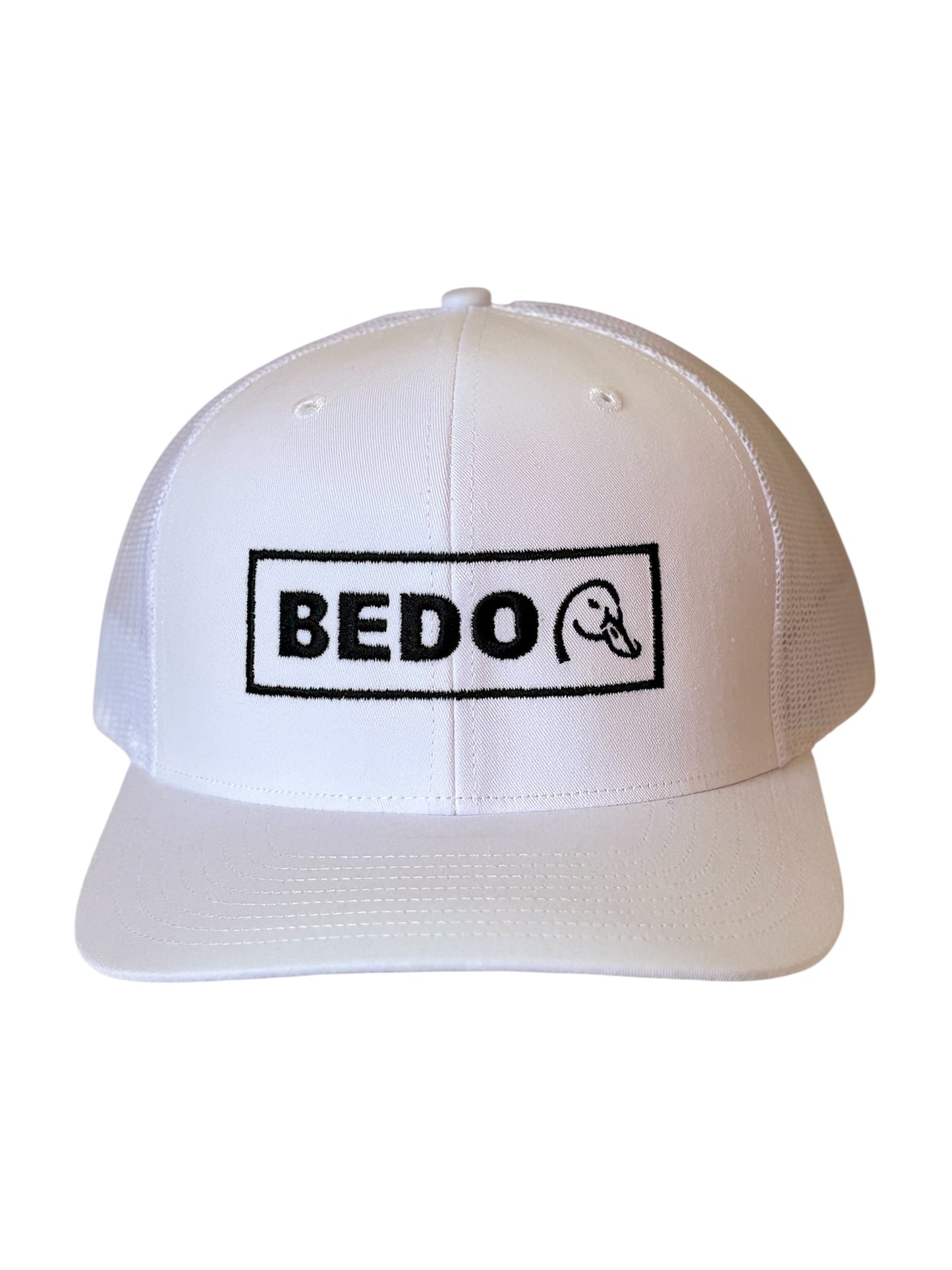 Duck Hat - White with black stitching