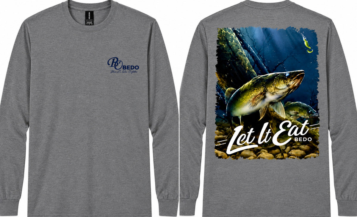 “Let It Eat” Fishing Long Sleeve Tee – Heather Gray