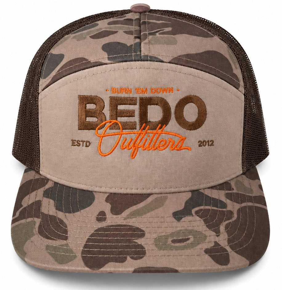 BEDO 7-Panel Camo Hat - Brown