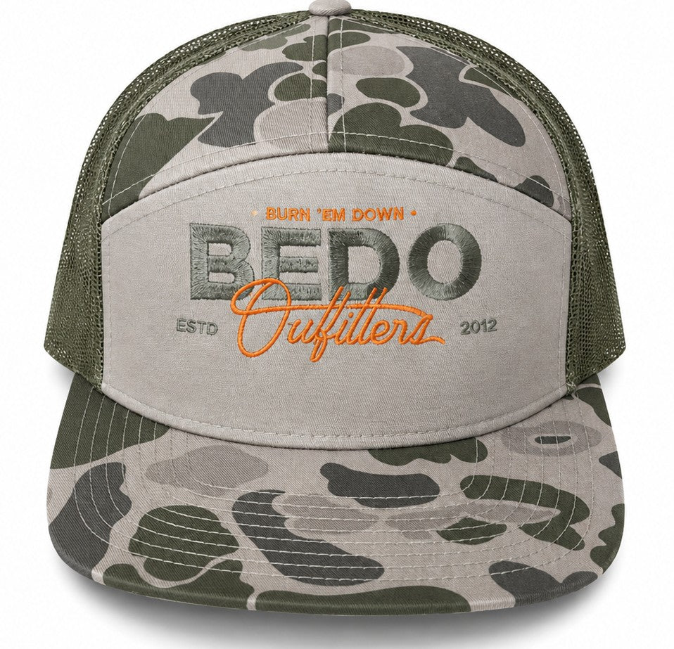 BEDO 7-Panel Camo Hat - Gray