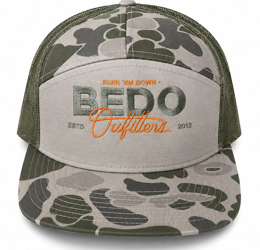 BEDO 7-Panel Camo Hat - Gray