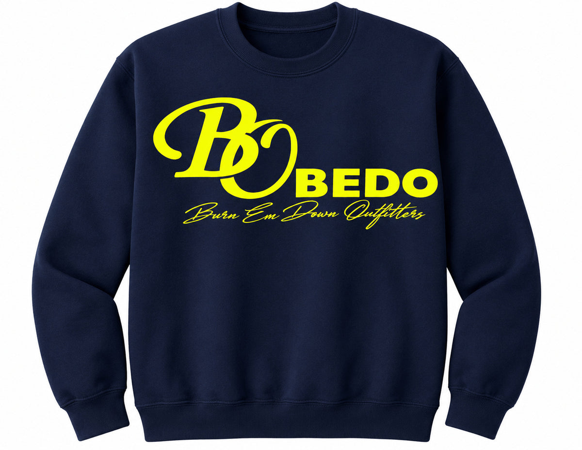 Signature Crewneck - Navy and Neon Yellow