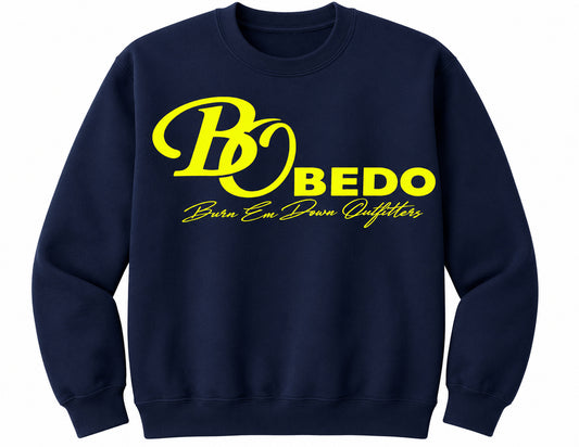 Signature Crewneck - Navy and Neon Yellow