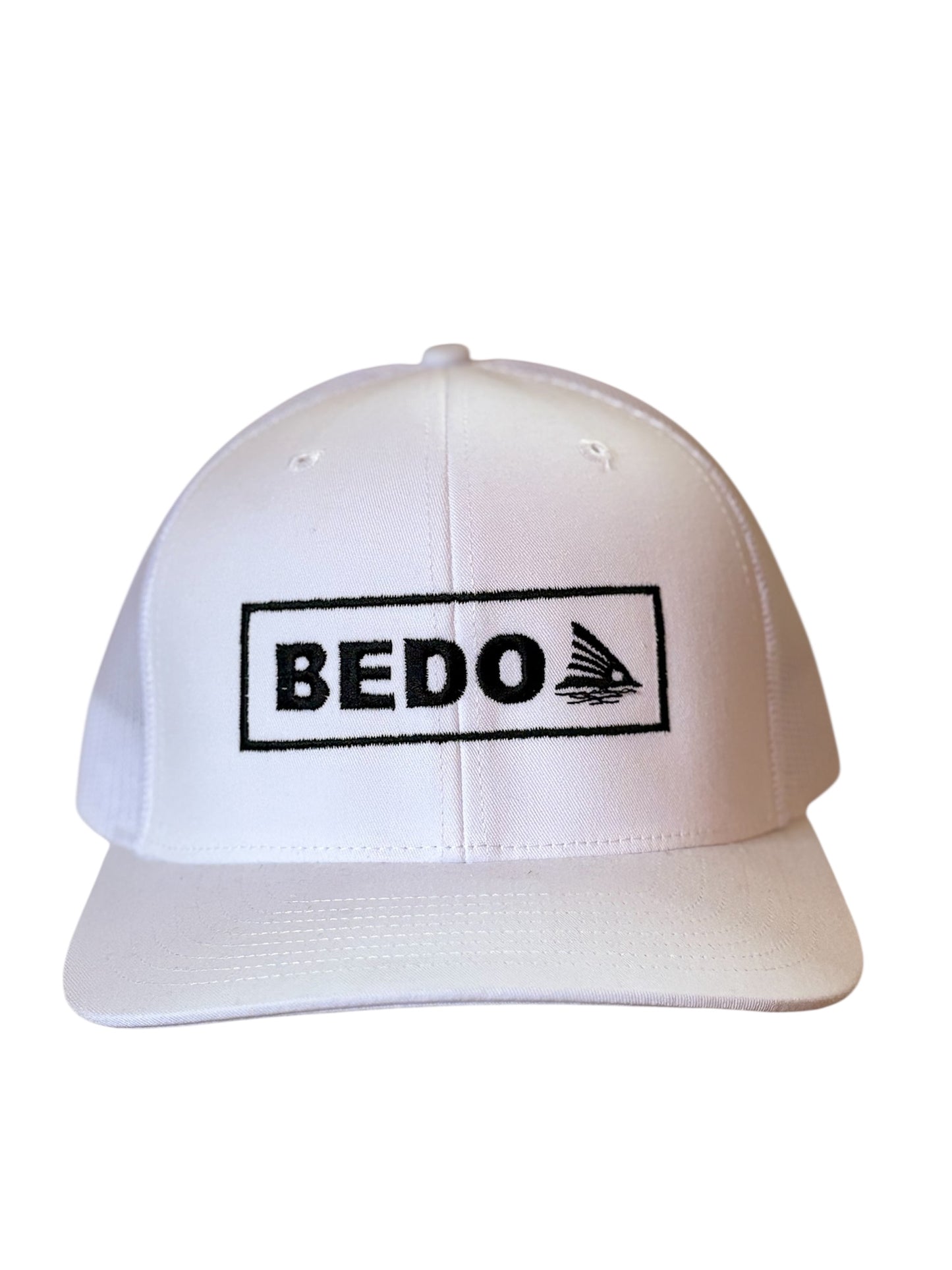 Redfin Hat - White with black stitching