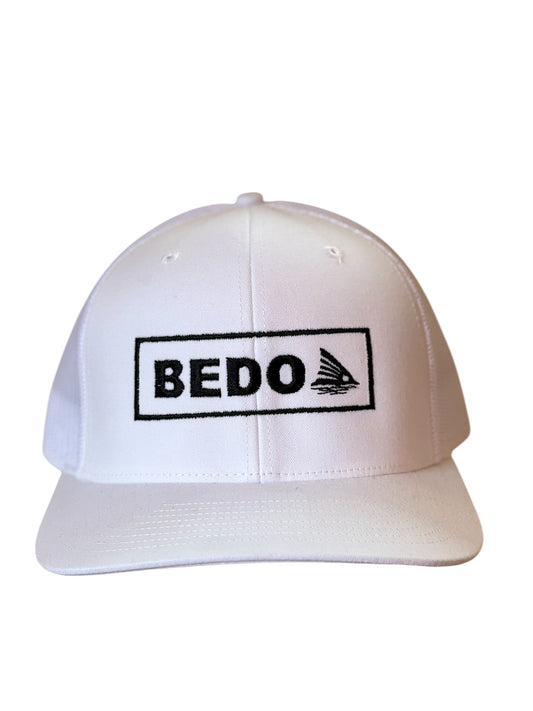 Redfin Hat - White with black stitching